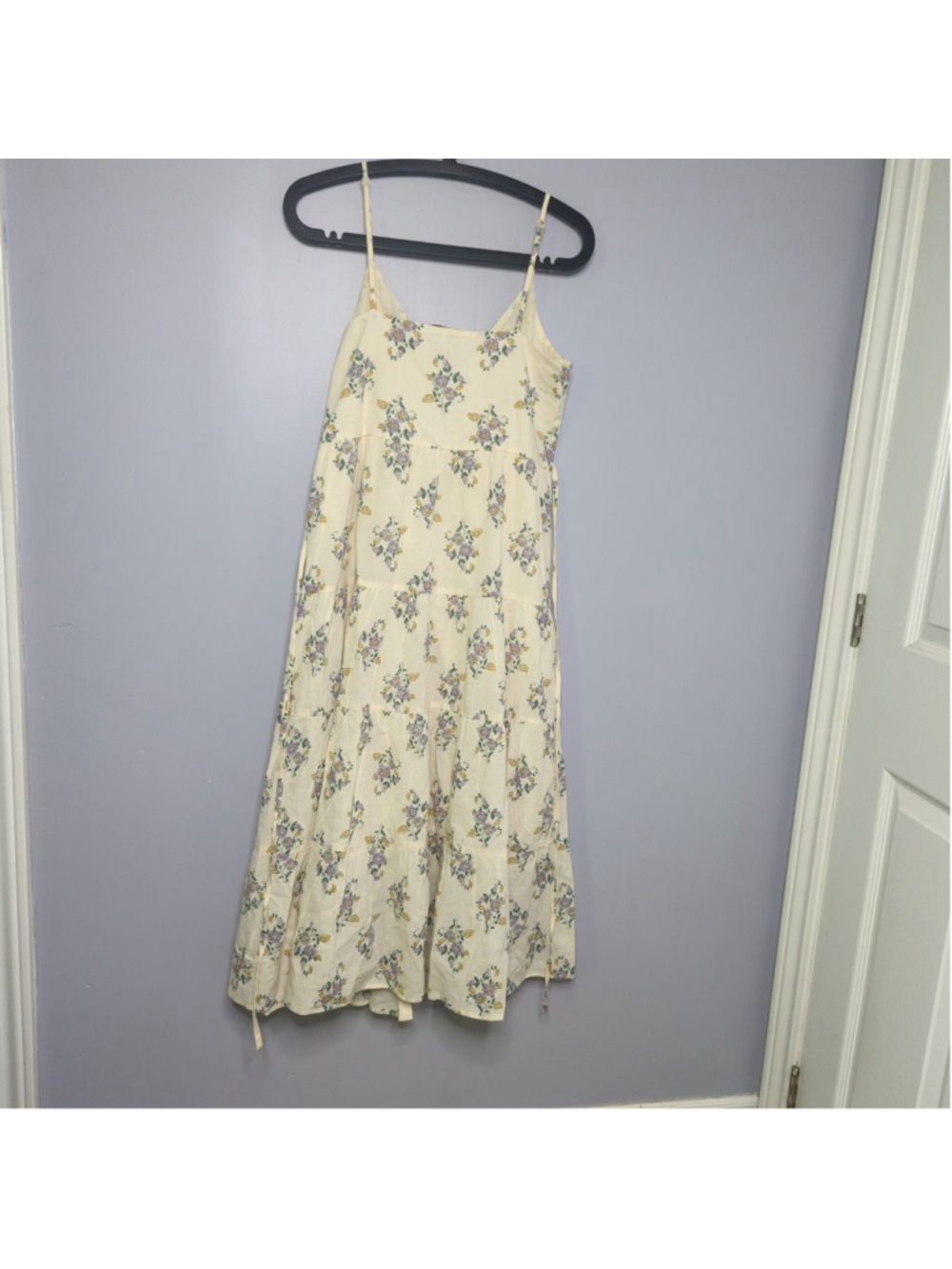 Patrons of Peace Cream Floral Tiered Button-Front Maxi Dress Sz S - Picture 15 of 16